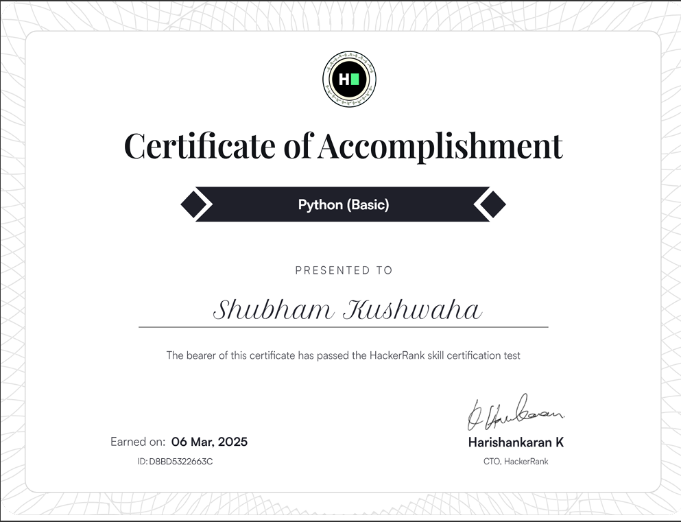 Python Programming Certificate